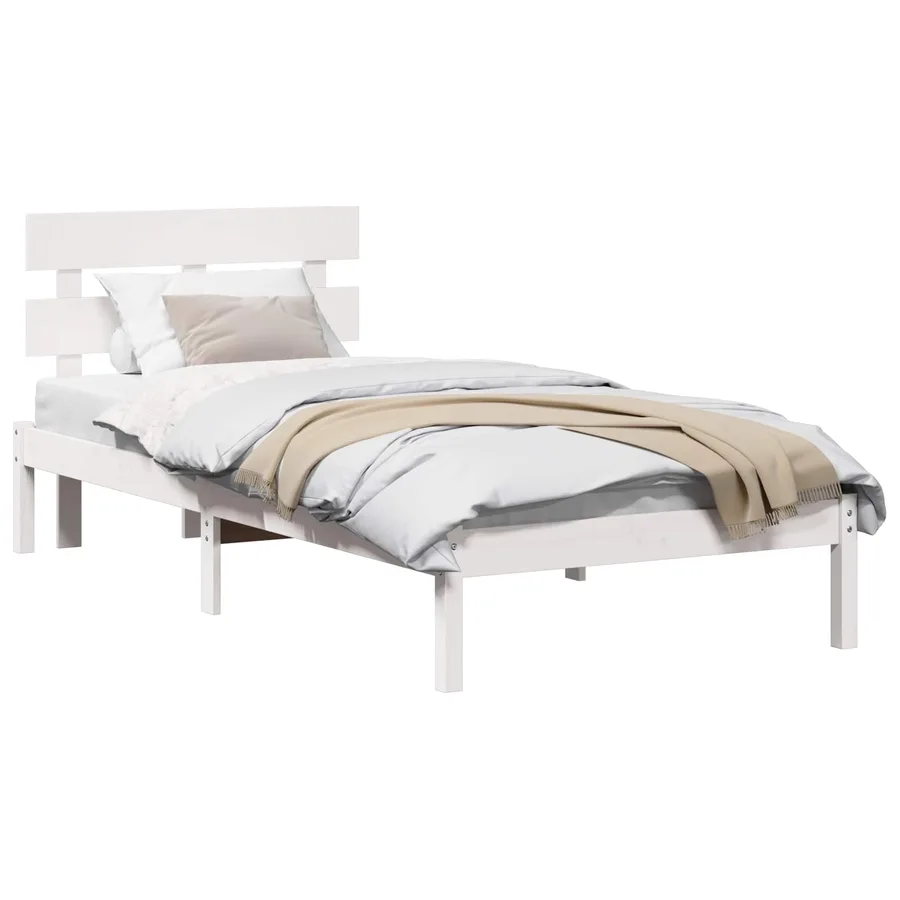 Cadre de lit Blanc 80 x 200 cm Bois de pin massif - 2