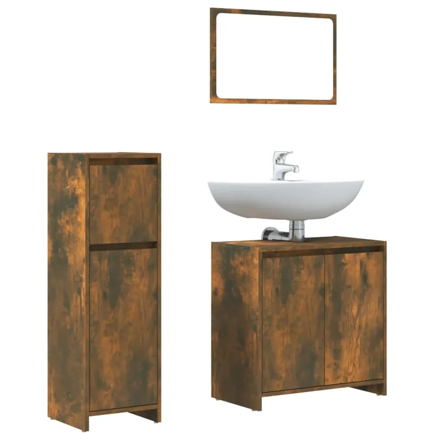 Ensemble de meubles de salle de bain 3 pcs Chêne fumé - 2