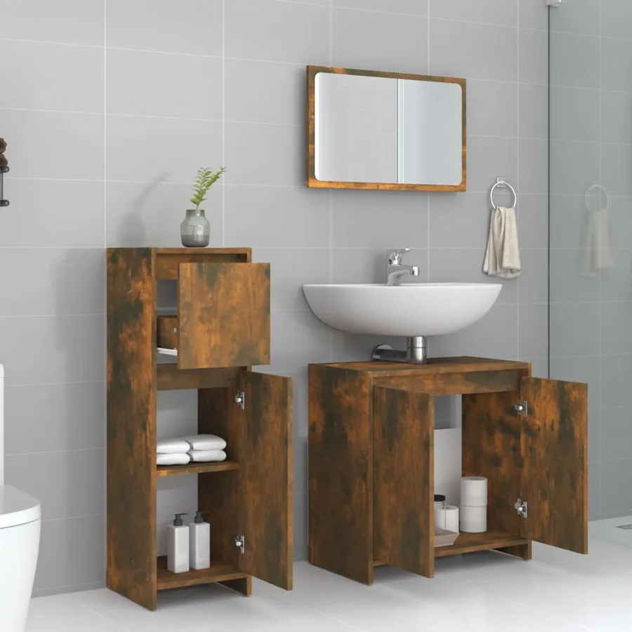 Ensemble de meubles de salle de bain 3 pcs Chêne fumé - 3