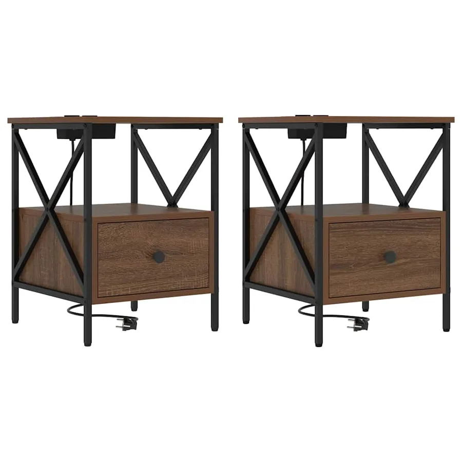 Cabinet de chevet 2 pcs Chêne brun 41,5 x 40,5 x 55 cm - 2