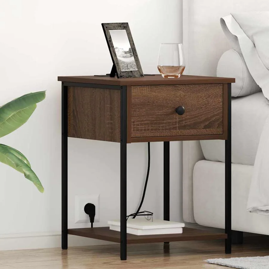 Cabinet de chevet avec tiroir 2 pcs Chêne brun 42 x 41 x 56 cm