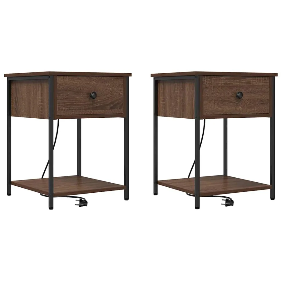 Cabinet de chevet avec tiroir 2 pcs Chêne brun 42 x 41 x 56 cm - 2