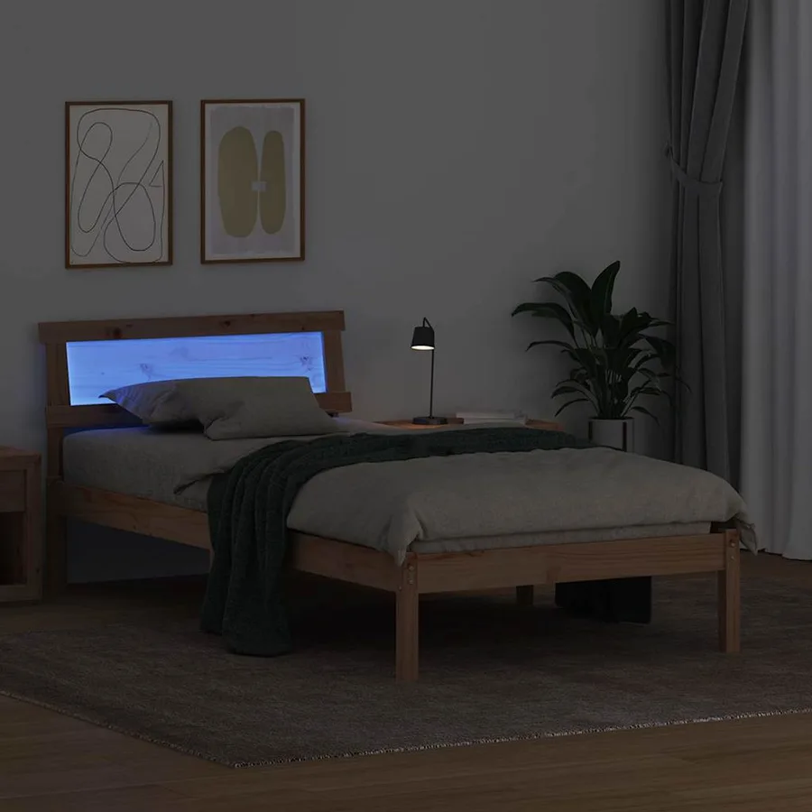 Cadre de lit avec tête de lit Marron 75 x 190 cm Pin massif - 4
