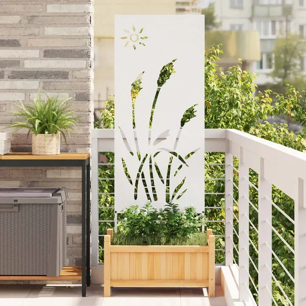 Écran de confidentialité de jardin Fretwork Blanc 50 x 140 cm