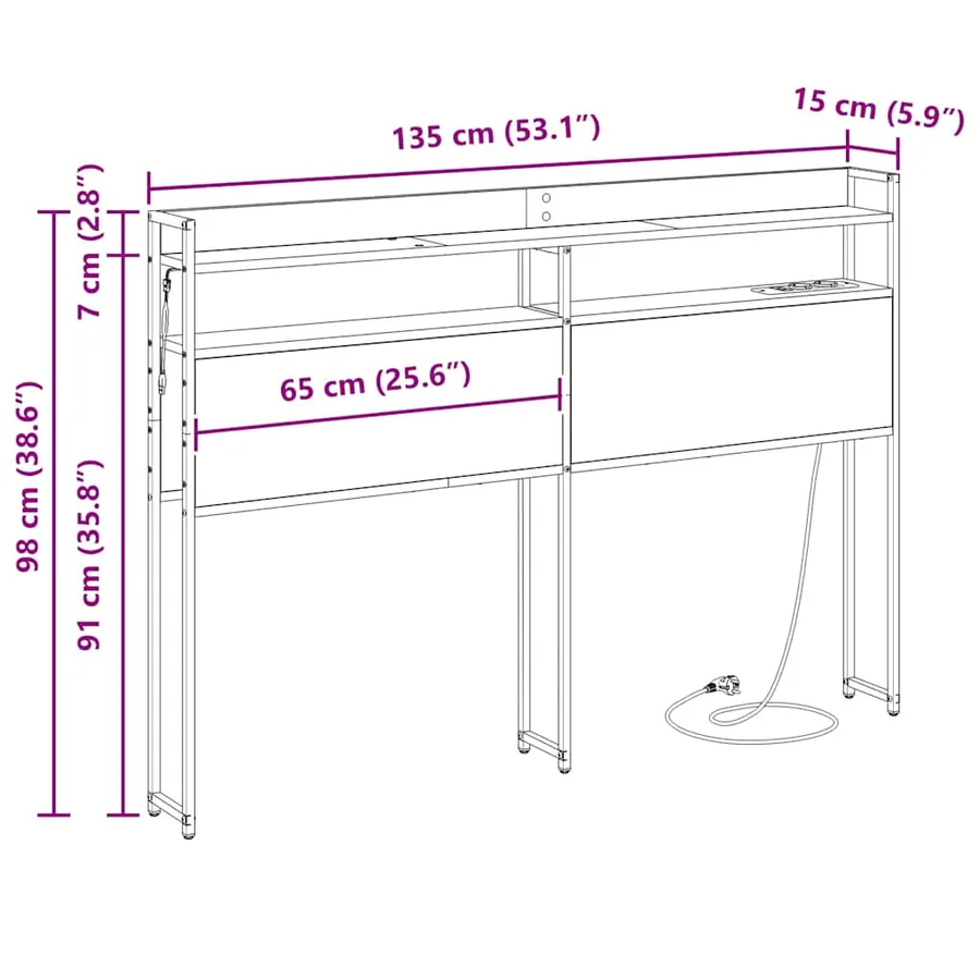 Tête de lit de rangement Chêne marron Bois d'ingénierie - 15