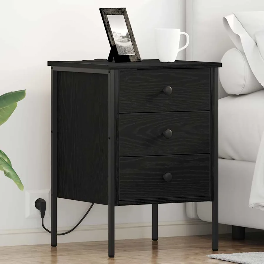 Cabinet de chevet avec tiroir 2 pcs Chêne noir 42 x 41 x 61 cm
