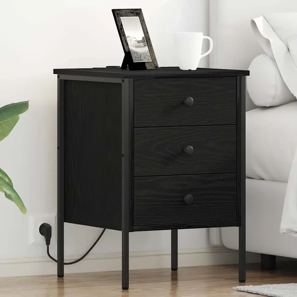 Cabinet de chevet avec tiroir 2 pcs Chêne noir 42 x 41 x 61 cm