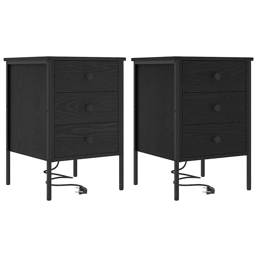 Cabinet de chevet avec tiroir 2 pcs Chêne noir 42 x 41 x 61 cm - 2