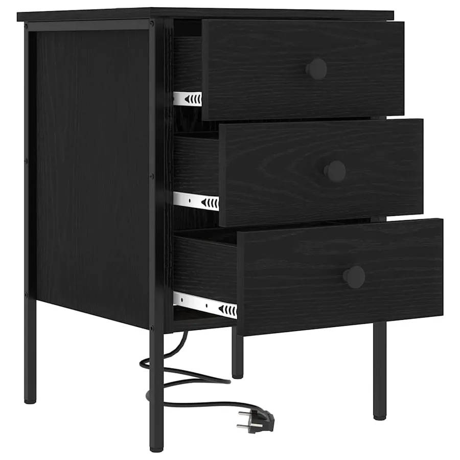 Cabinet de chevet avec tiroir 2 pcs Chêne noir 42 x 41 x 61 cm - 6