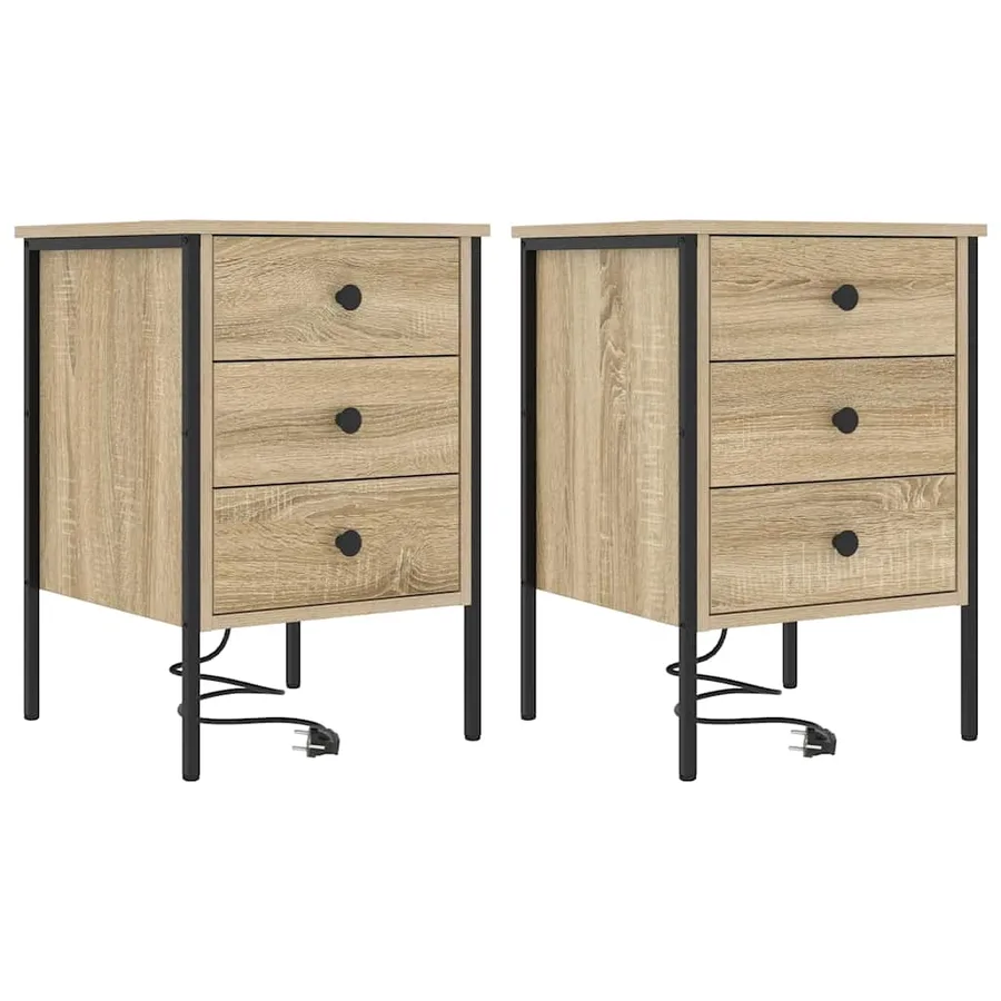 Cabinet de chevet 2 pcs Chêne Sonoma 42 x 41 x 61 cm - 2