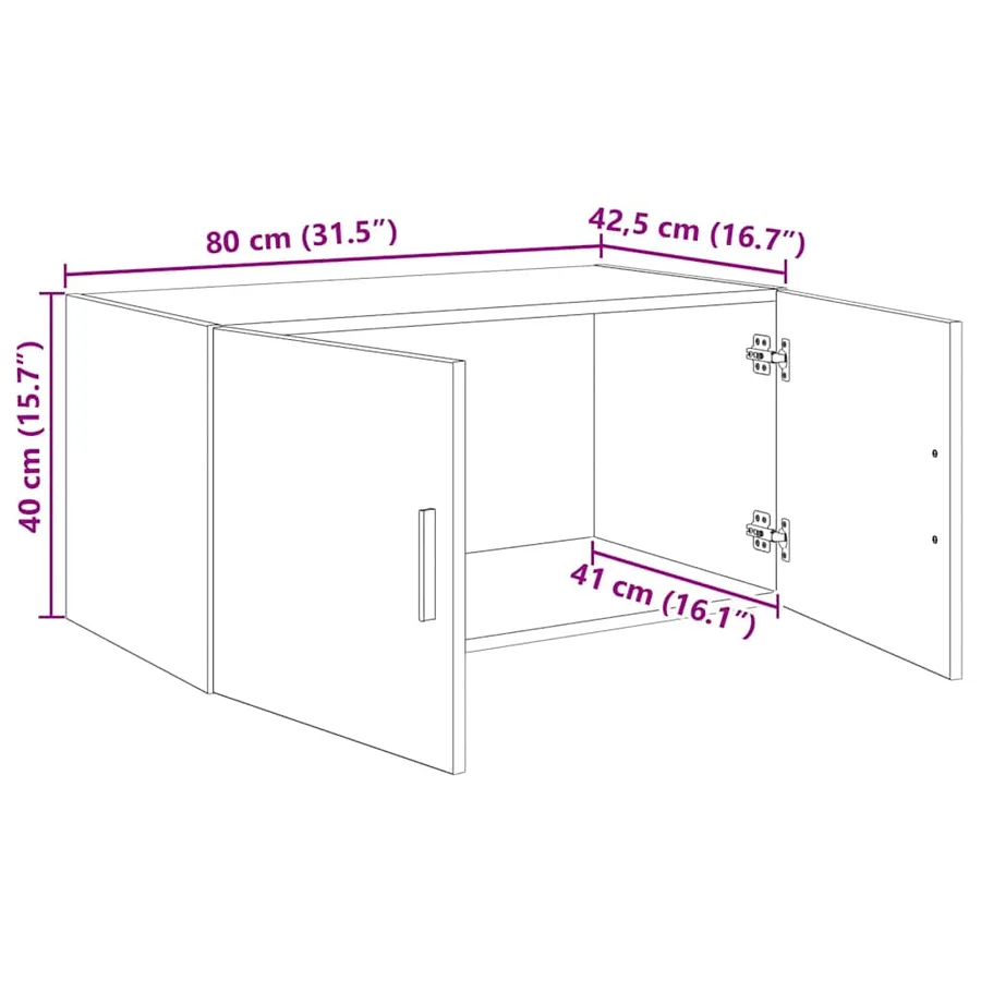 Meuble mural chêne artisanal 80 x 42.5 x 40 cm - 12