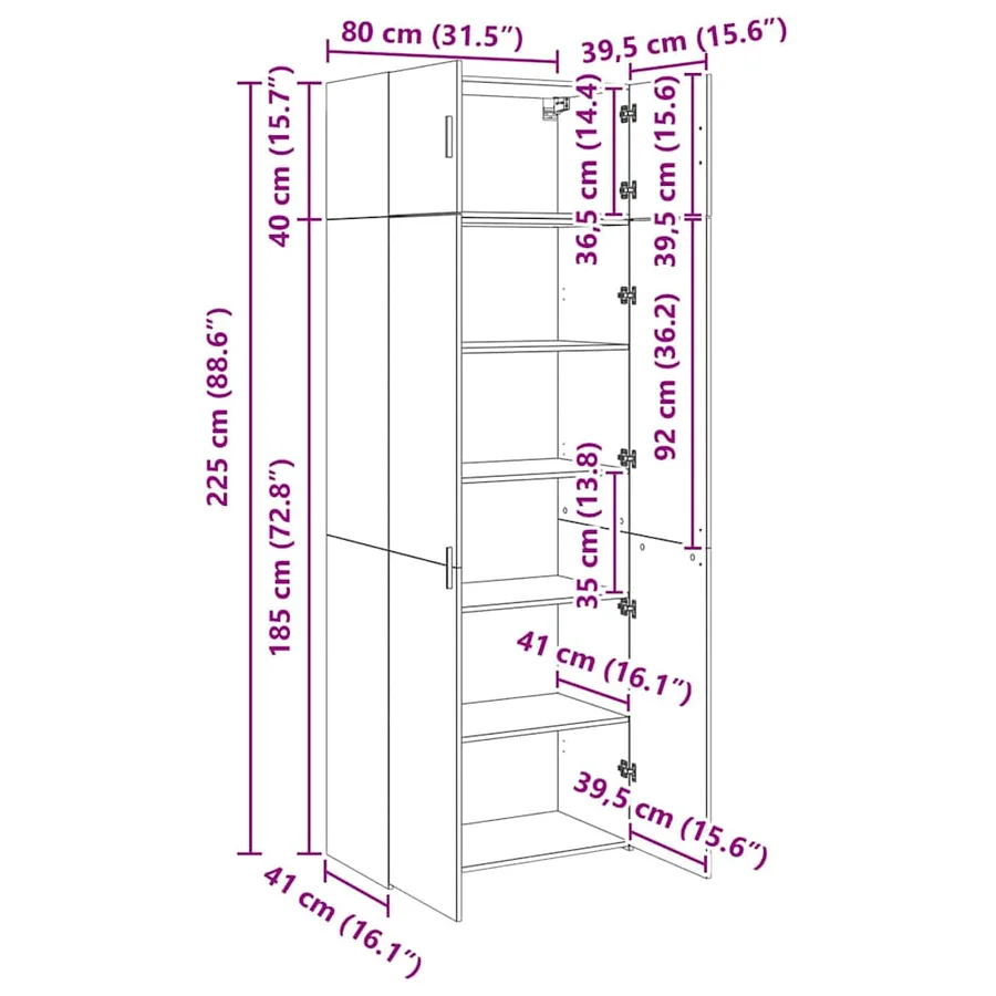 Armoire de rangement 2 pcs Chêne artisanal 80 x 42,5 x 225 cm - 16