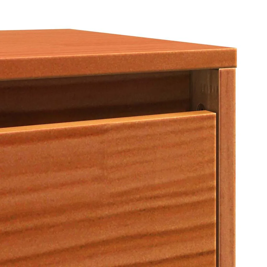Meuble mural avec étagère Cire marron Bois de pin massif - 11