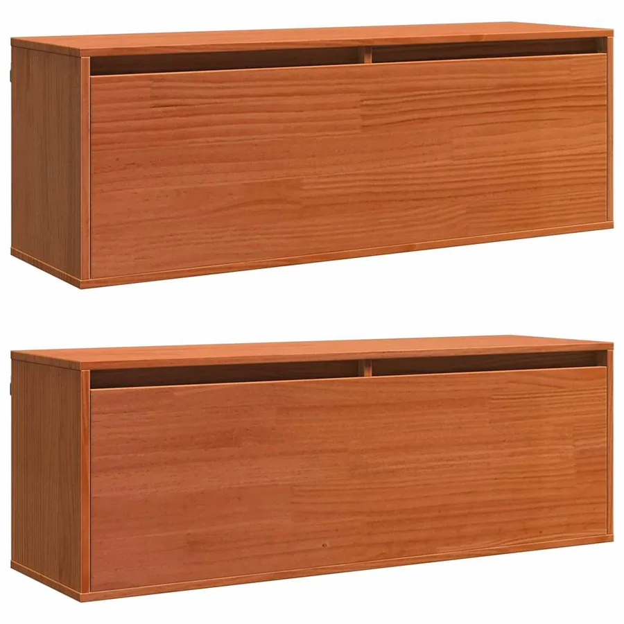 Meuble mural avec étagère Cire marron Bois de pin massif - 6