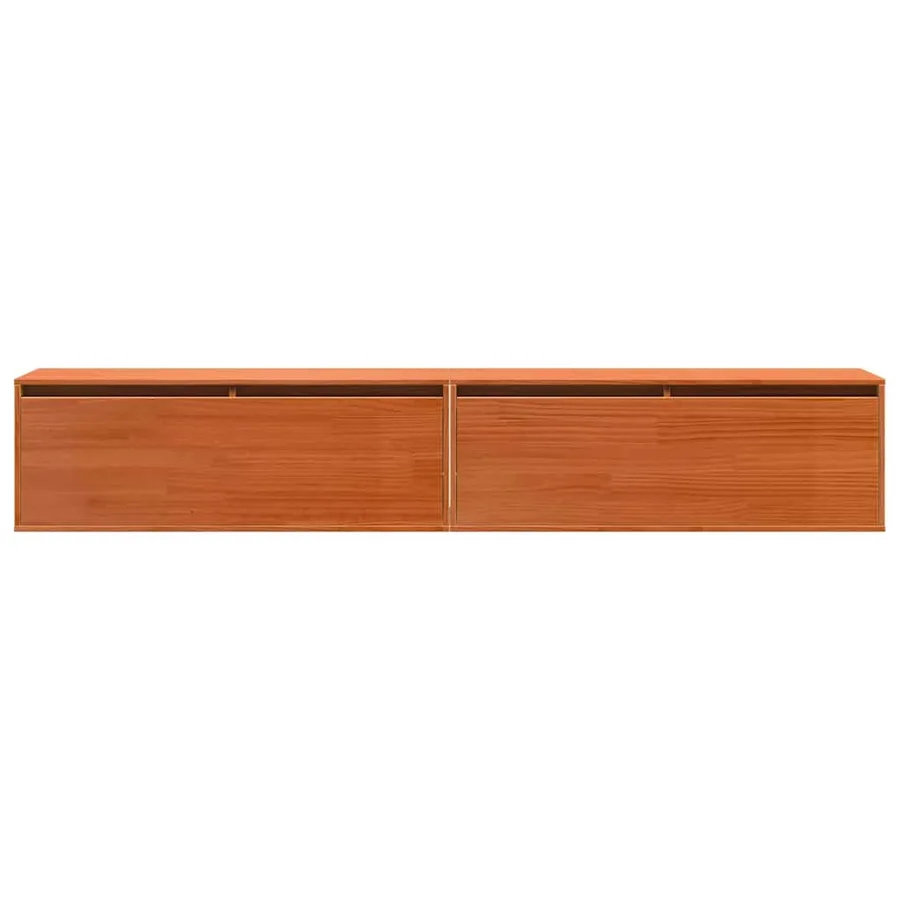 Meuble mural avec étagère Cire marron Bois de pin massif - 7