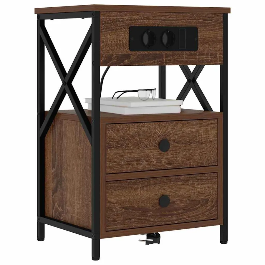 Cabinet de chevet avec tiroir 2 pcs Chêne brun 40 x 31 x 60 cm - 3