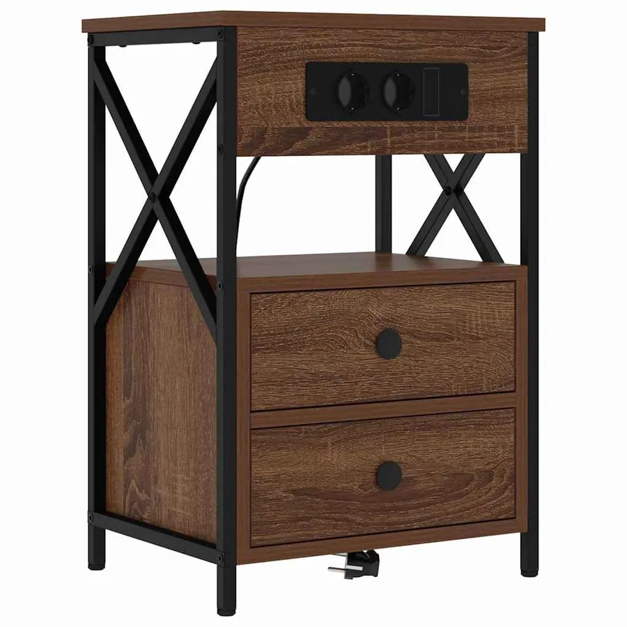 Cabinet de chevet avec tiroir 2 pcs Chêne brun 40 x 31 x 60 cm - 4
