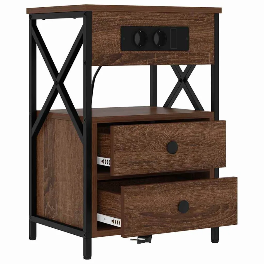 Cabinet de chevet avec tiroir 2 pcs Chêne brun 40 x 31 x 60 cm - 5