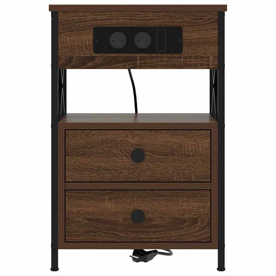 Cabinet de chevet avec tiroir 2 pcs Chêne brun 40 x 31 x 60 cm - 6