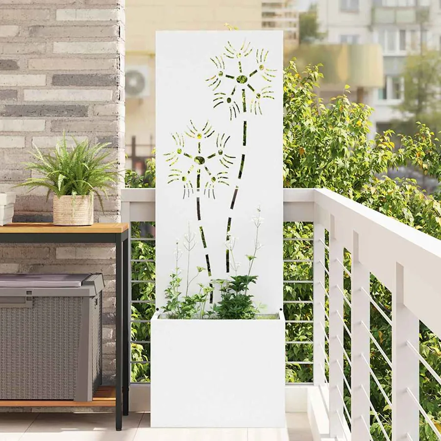 Écran de confidentialité de jardin Floral Blanc 50 x 150 cm