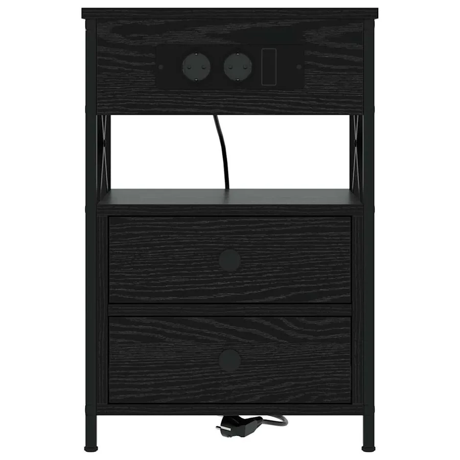 Cabinet de chevet Chêne noir 40 x 31 x 60 cm Bois d'ingénierie - 6