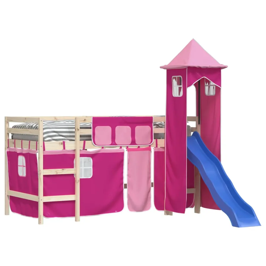 Rideaux pour lit mezzanine avec tour rose polyester - 4