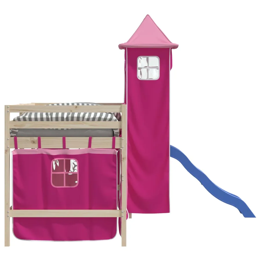 Rideaux pour lit mezzanine avec tour rose polyester - 6