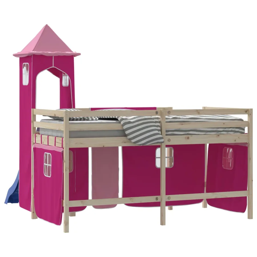 Rideaux pour lit mezzanine avec tour rose polyester - 7