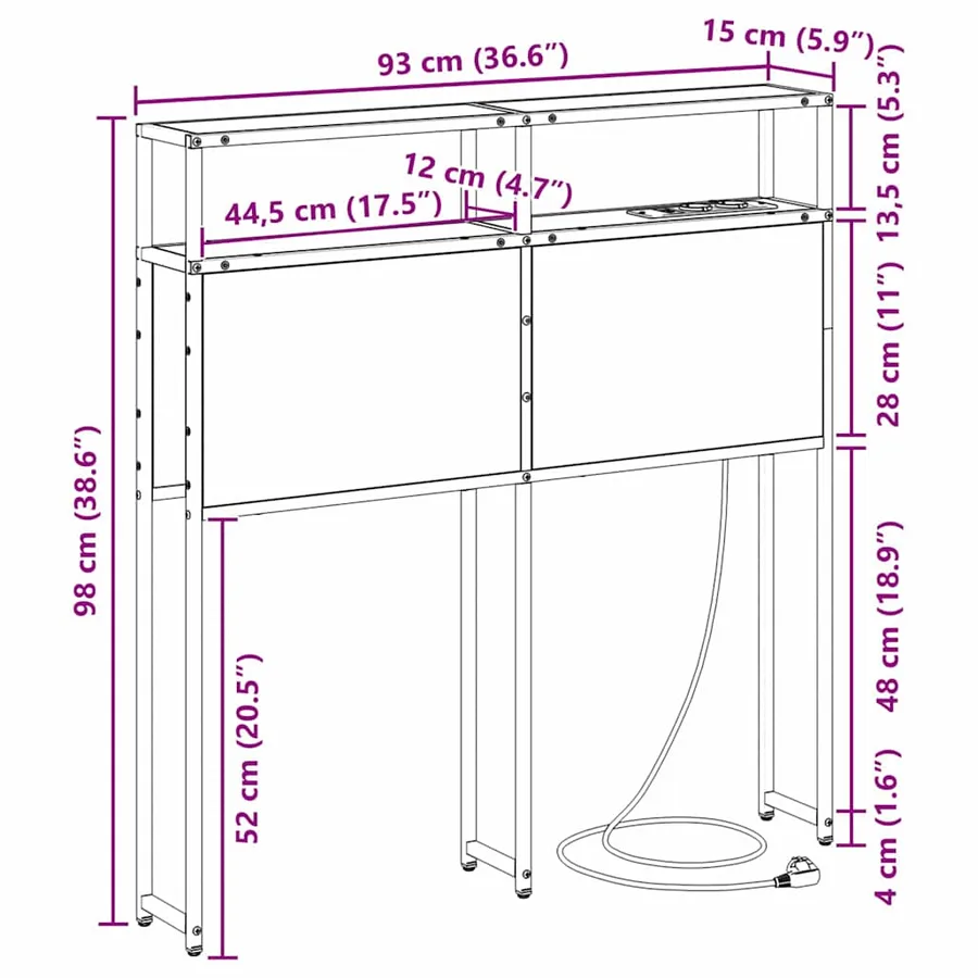 Tête de lit de rangement Chêne noir Bois d'ingénierie - 13