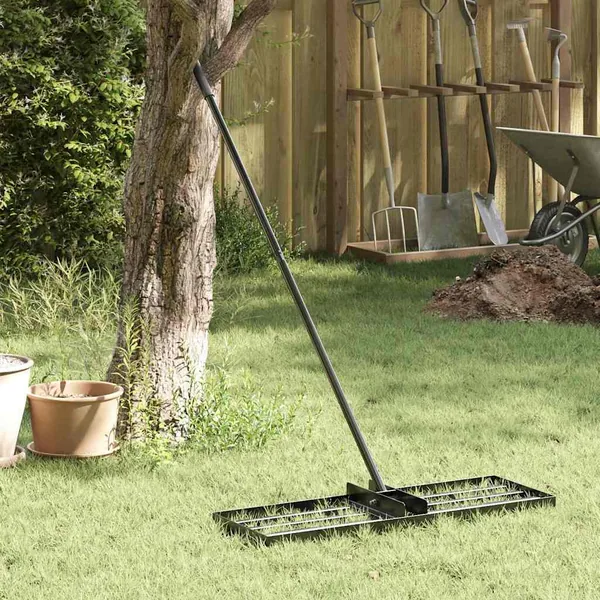 Rateau de nivellement pour jardin Noir Acier enduit de poudre