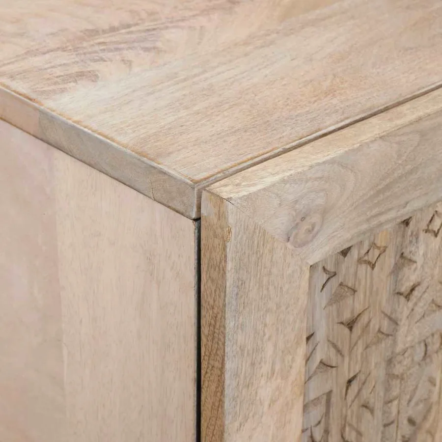 Haut Armoire Blanc 60 x 33 x 100 cm bois de manguier massif - 6