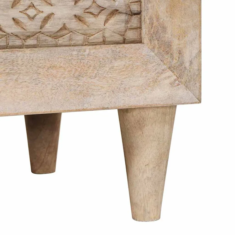 Haut Armoire Blanc 60 x 33 x 100 cm bois de manguier massif - 8