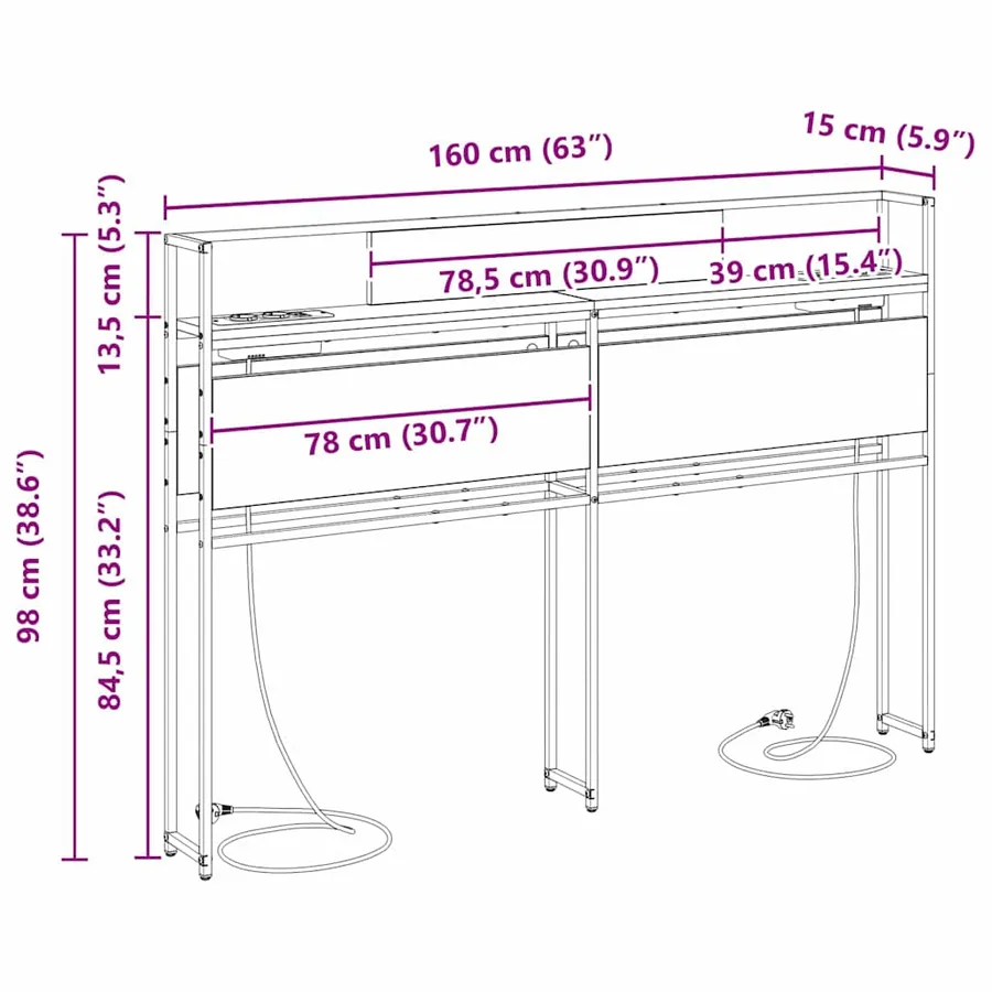 Tête de lit de rangement Chêne marron Bois d'ingénierie - 13