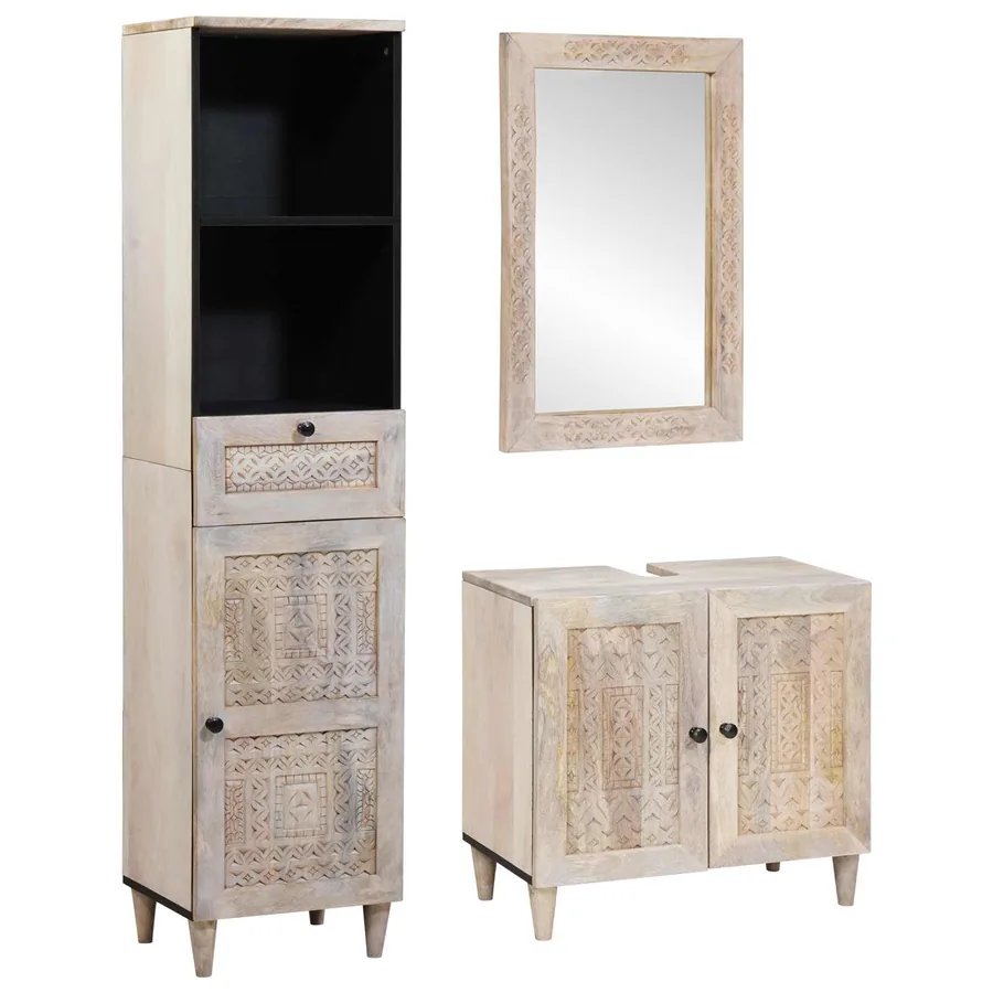 Ensemble de mobilier de salle de bain avec tiroir 3 pcs Blanc