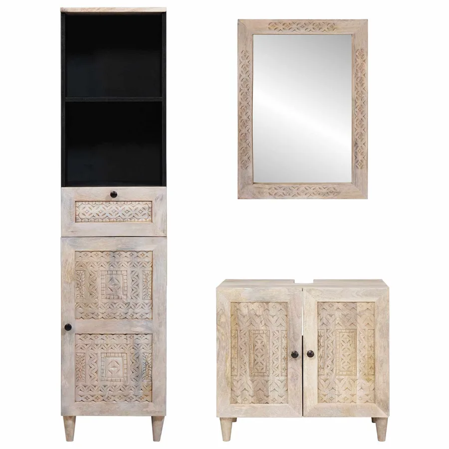 Ensemble de mobilier de salle de bain avec tiroir 3 pcs Blanc - 6