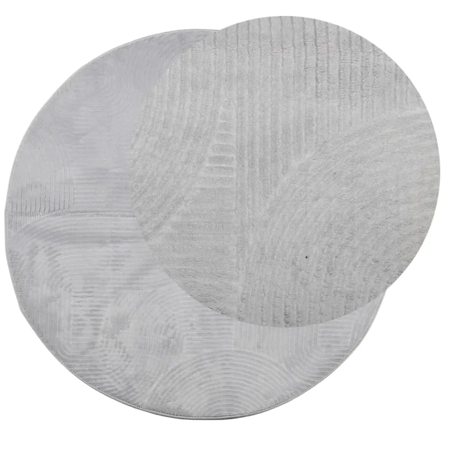 Tapis IZA poils courts style scandinave gris Ø 100 cm - 3