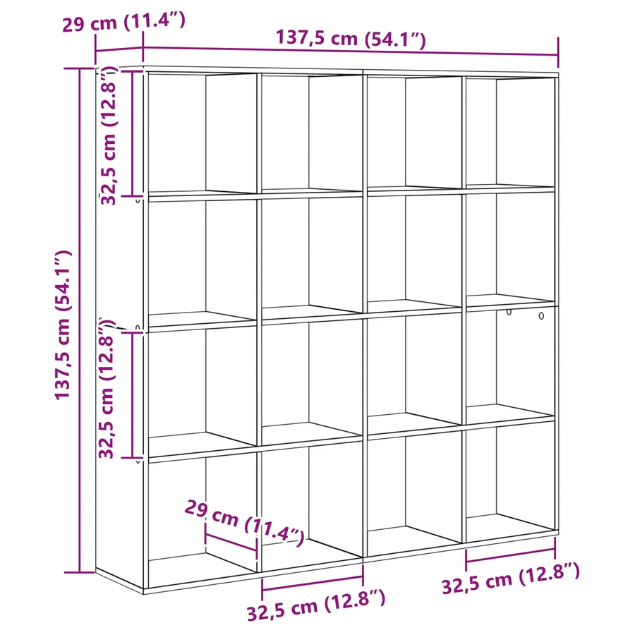 Bibliothèque Chêne noir 137,5 x 29 x 137,5 cm Bois d'ingénierie - 12