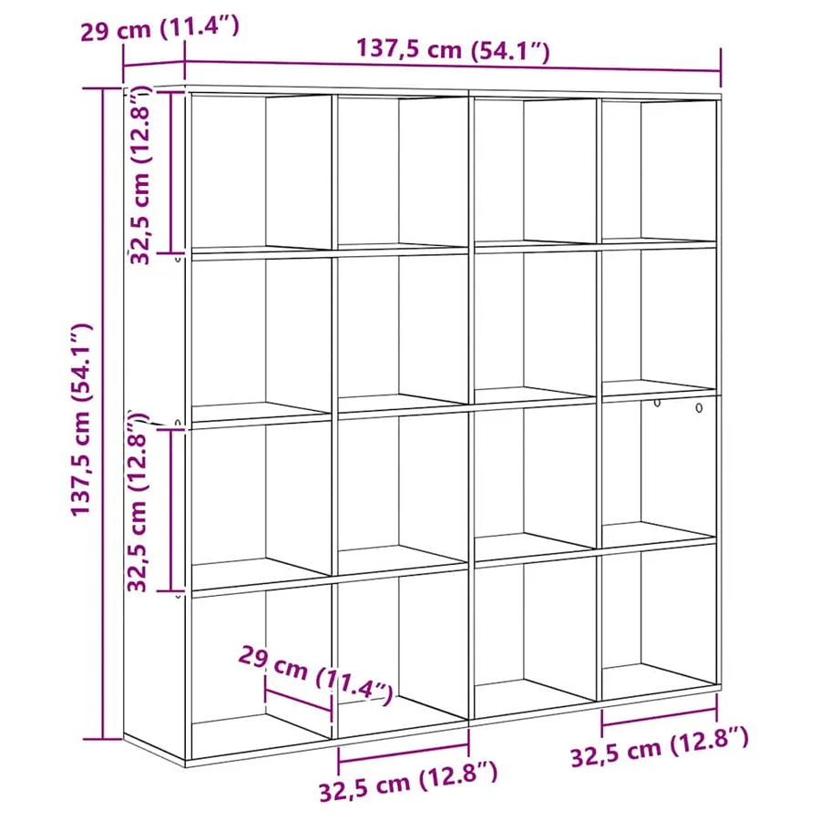 Bibliothèque Chêne noir 137,5 x 29 x 137,5 cm Bois d'ingénierie - 13