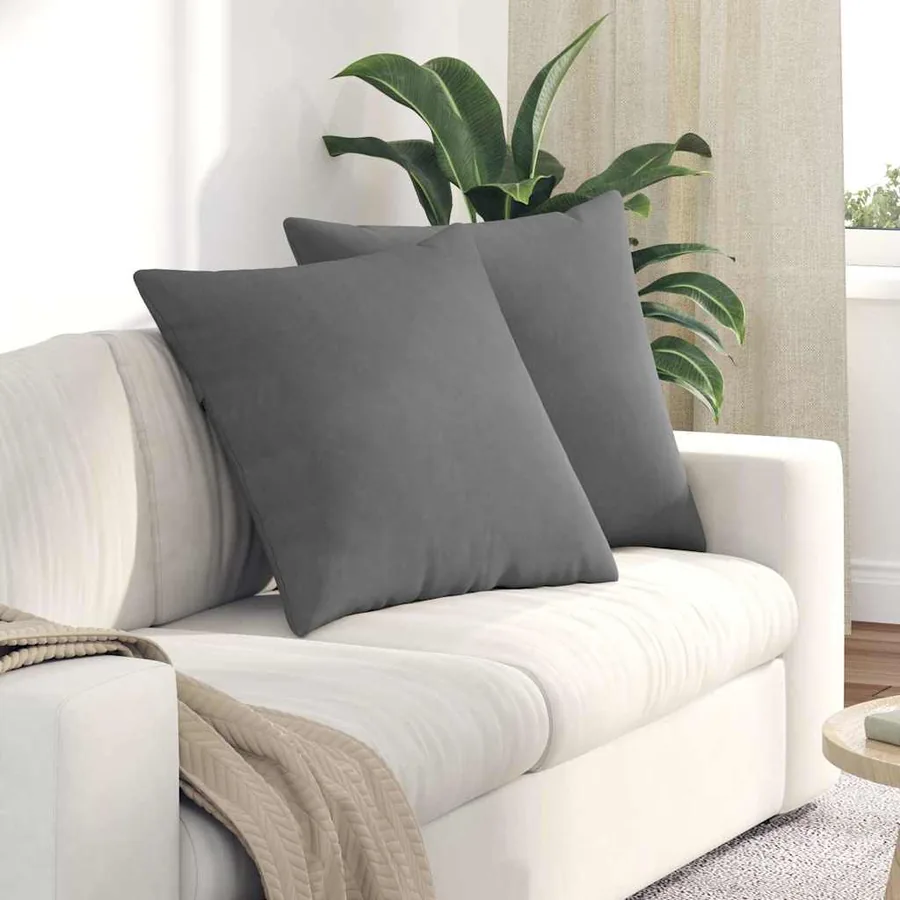 Coussins de canapé 2 pcs Gris foncé 60 x 60 cm tissu