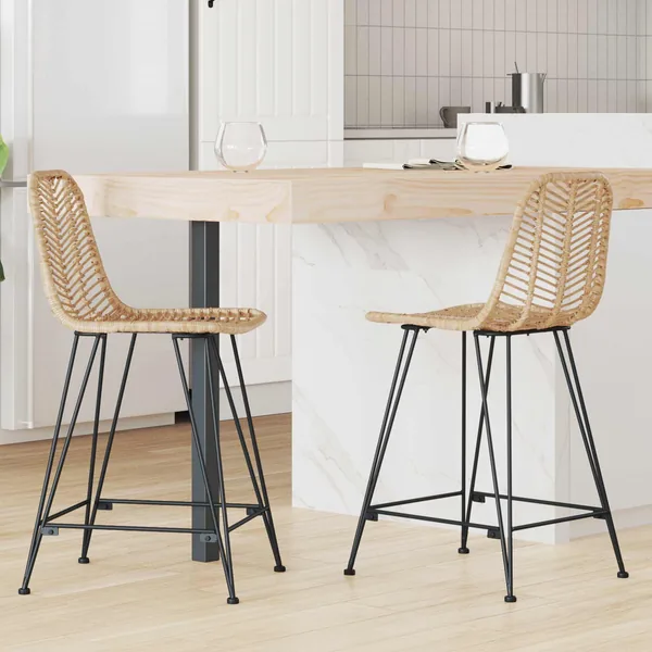 Chaise de bar 2 pcs 44,5 x 54,5 x 97,5 cm Rotin et métal