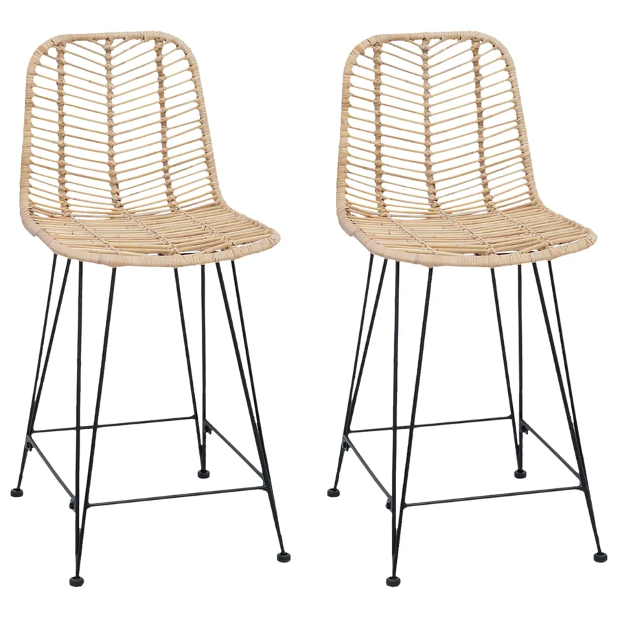 Chaise de bar 2 pcs 44,5 x 54,5 x 97,5 cm Rotin et métal - 2
