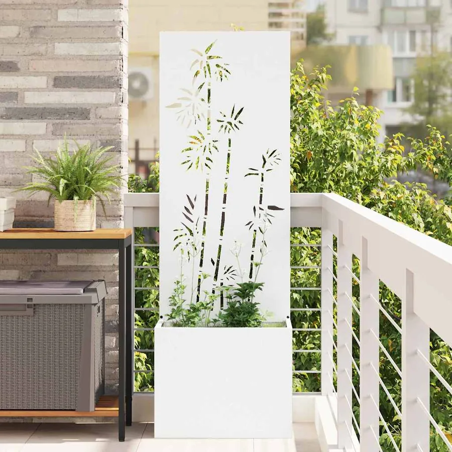 Écran de confidentialité de jardin Floral Blanc 50 x 150 cm