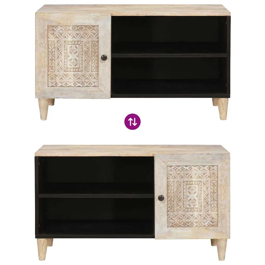 Unites TV avec étagère Blanc 80 x 33 x 46 cm Bois d'ingénierie - 10