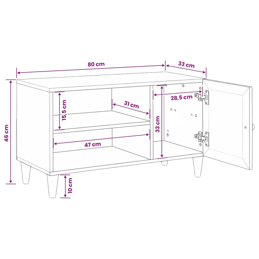 Unites TV avec étagère Blanc 80 x 33 x 46 cm Bois d'ingénierie - 12