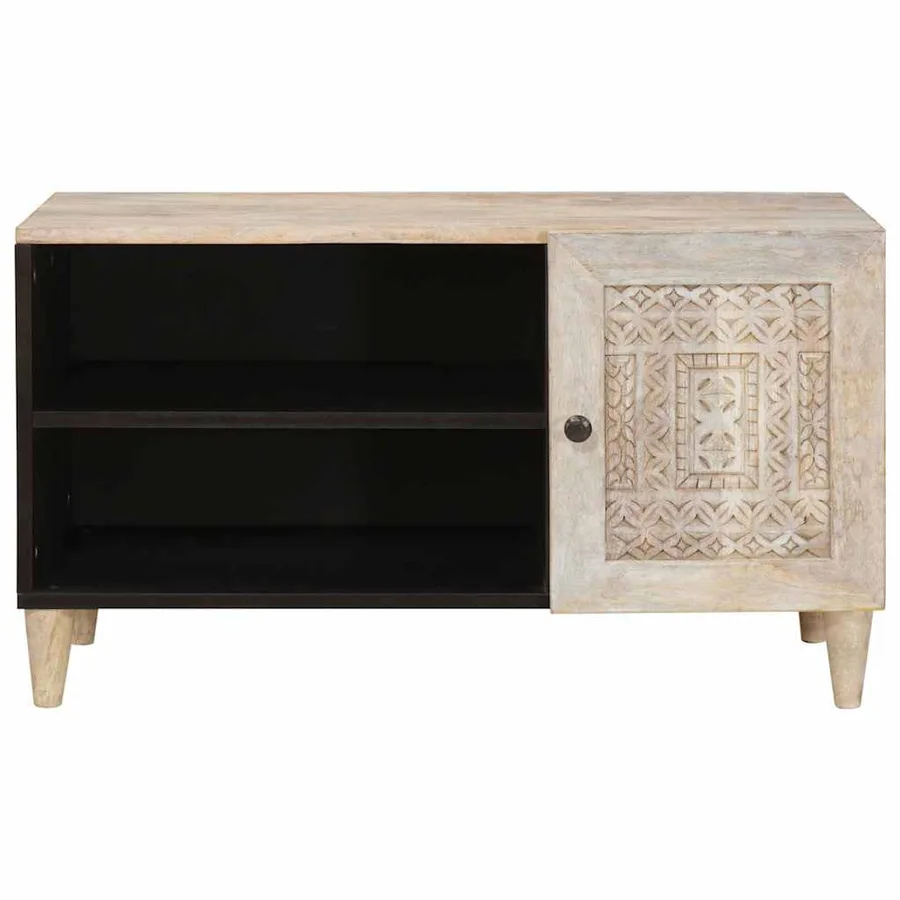 Unites TV avec étagère Blanc 80 x 33 x 46 cm Bois d'ingénierie - 3