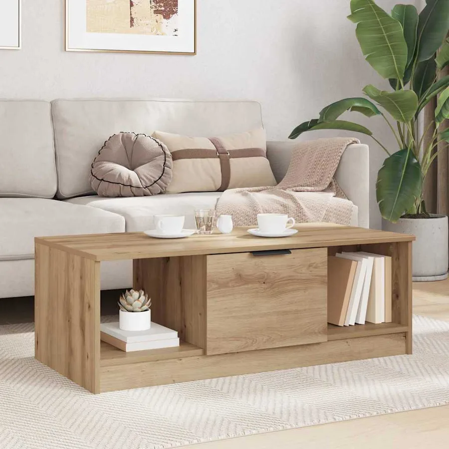 Table basse Chêne artisanal 102 x 50 x 36cm Bois d'ingénierie - 4