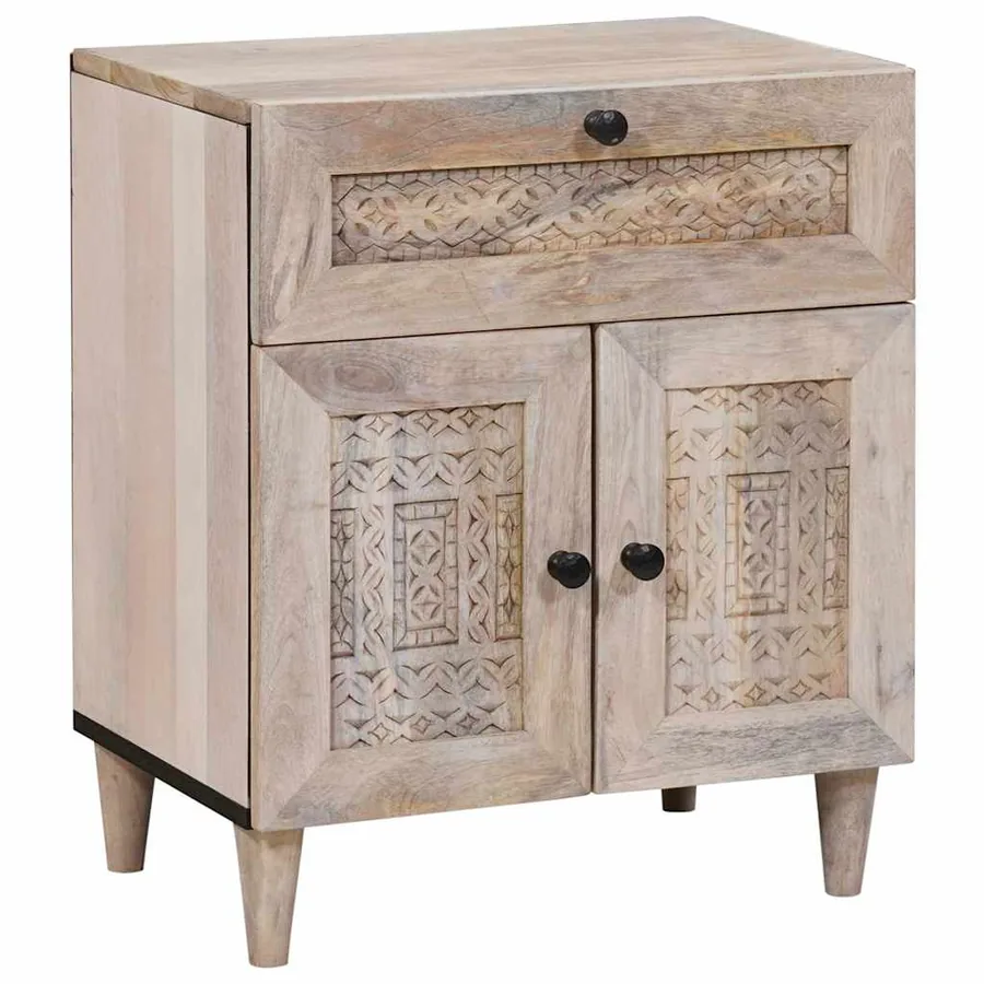 Table de chevet Blanc 50 x 33 x 60 cm Bois d'ingénierie