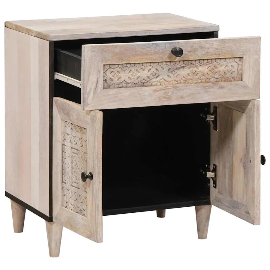 Table de chevet Blanc 50 x 33 x 60 cm Bois d'ingénierie - 2