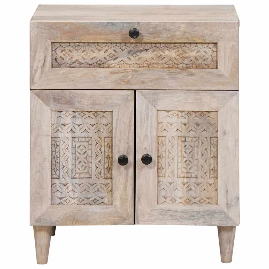 Table de chevet Blanc 50 x 33 x 60 cm Bois d'ingénierie - 3