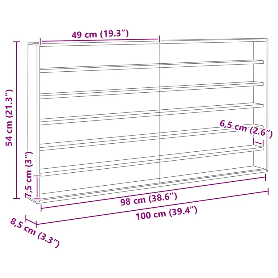Vitrine Murale avec porte Beige 100 x 8,5 x 54 cm Contreplaqué - 12